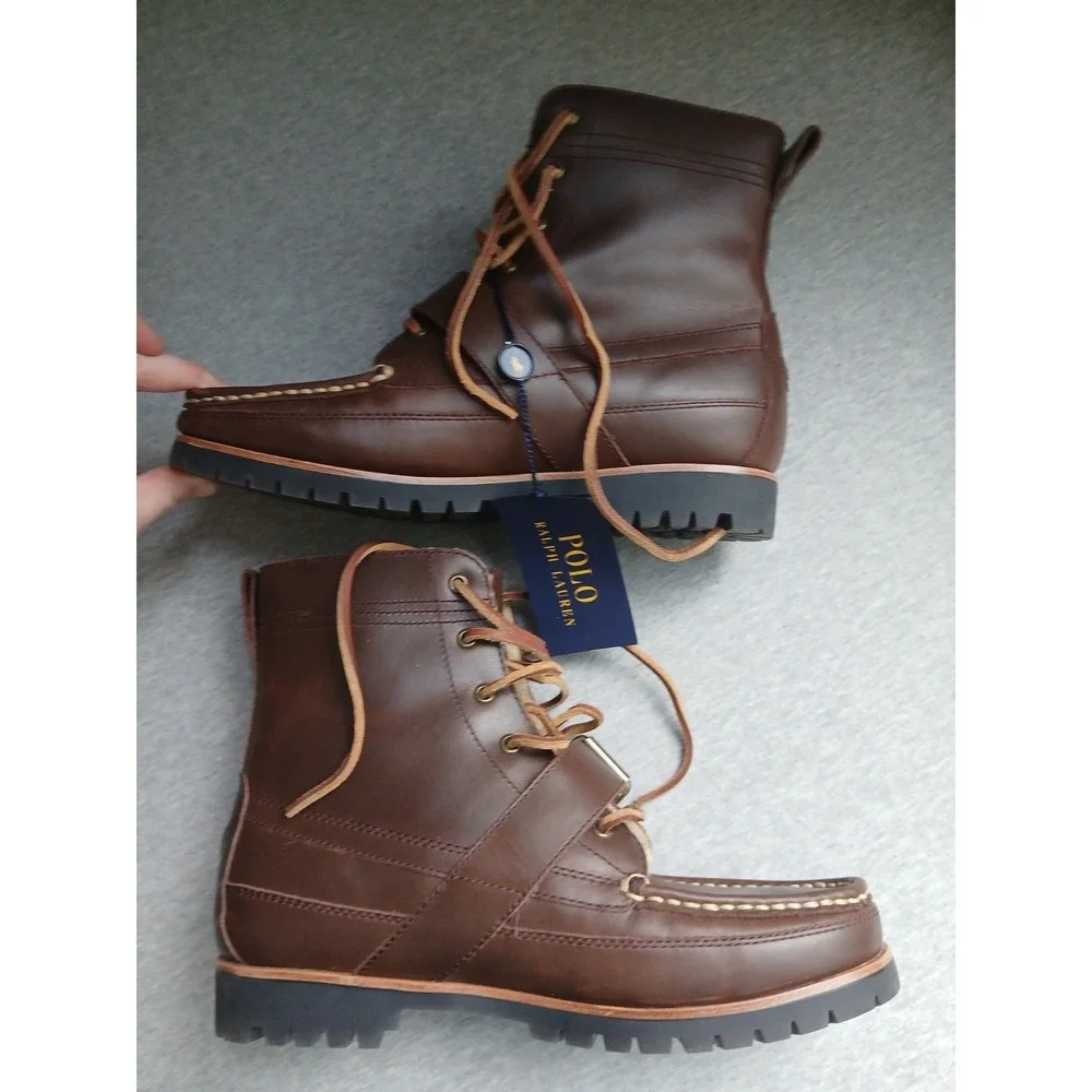 Ralph Lauren Boots Mens 7 Polo Country Ranger Leather Lace Up Moc Toe New